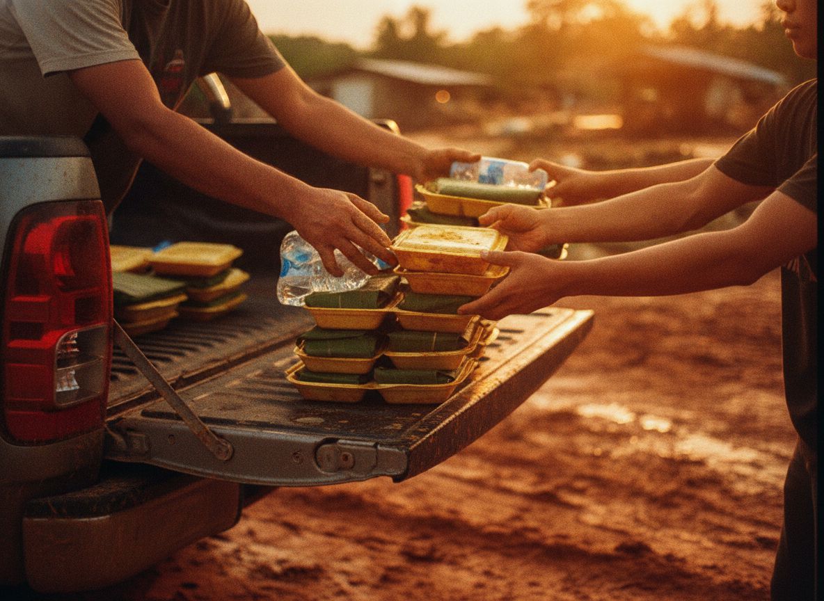 Bantuan makanan dan air selepas banjir