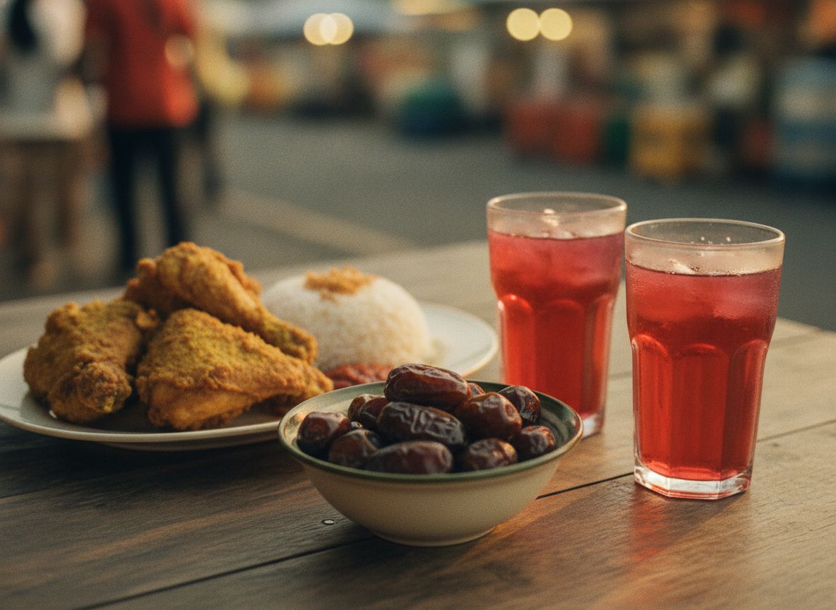 Juadah berbuka puasa di atas meja